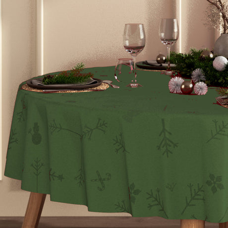 Engholm Noel damastvävd rund grön julduk - Ø 250 cm