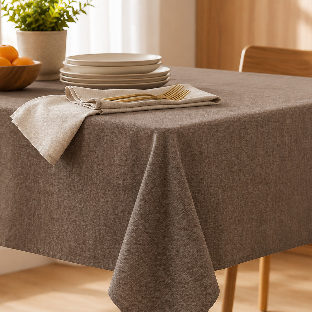 Textilvaxduk i 100 % linne - 140 cm bred - Mud