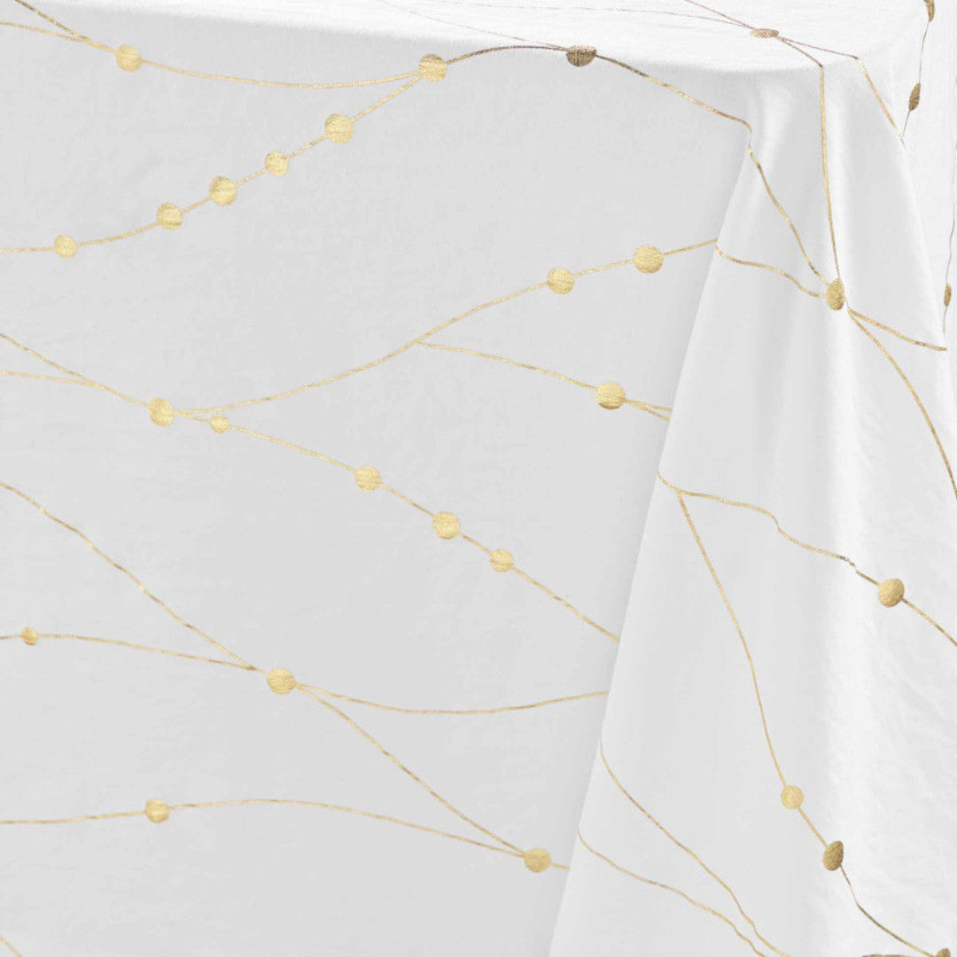 Firmament Metallic Print Vit/guld - Vit nyårs-/julduk med guldtryck, 140 x 240 cm, mönster