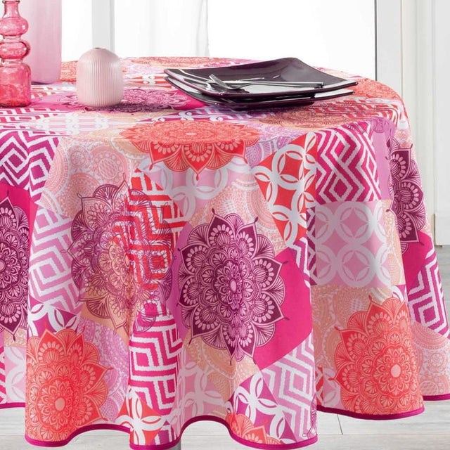 Flamenco Pink Ø 180 cm, rund duk med fläckskydd