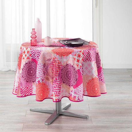 Flamenco Pink Ø 180 cm, rund duk med fläckskydd