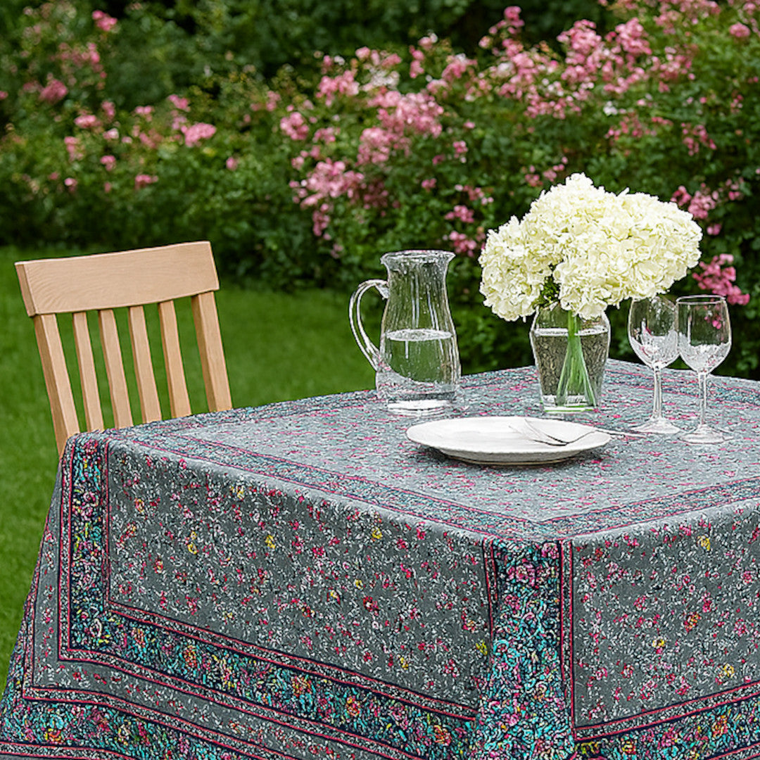 Fleurs Des Champs Antracit - Rektangulär provenceduk 160 x 250 cm