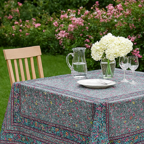 Fleurs Des Champs Antracit - Rektangulär provenceduk 160 x 250 cm