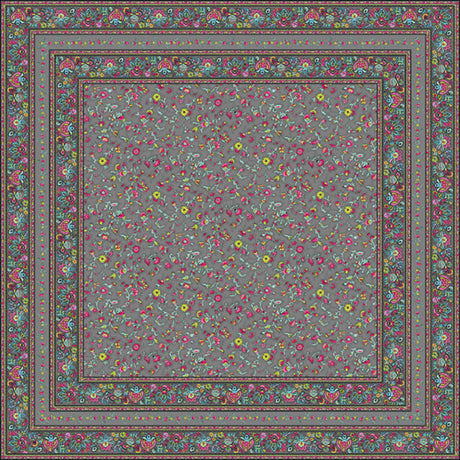 Fleurs Des Champs Antracit - Rektangulär provenceduk 160 x 300 cm, miljö
