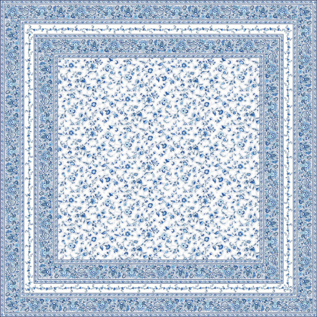 Fleurs Des Champs Blå/vit - Rektangulär provenceduk 160 x 160 cm, motiv