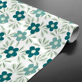 Flory Blue - Elegant vaxduk med fina blå blommor på rulle