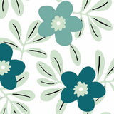 Flory Blue - Elegant vaxduk med fina blå blommor närbild