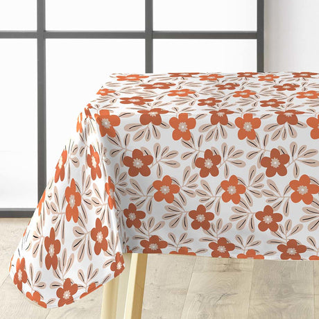 Flory Orange - Fin vaxduk med blommor i varma färger