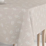 Frøvik Beige – Vaxduk med vita blommor i linnelook, hörn