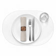 Genomskinlig oval bordstablett i 2,0 mm klar plast – 30 x 45 cm