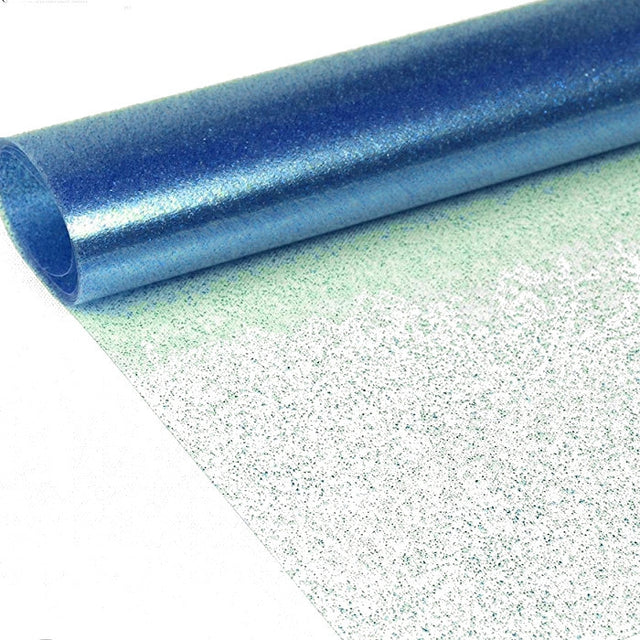 Klar plast med blått glitter Genomskinlig vaxduk