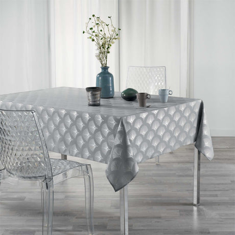 Goldy Metallic Print - Grey/Silver - Duk med fläckskydd - 150 x 300 cm