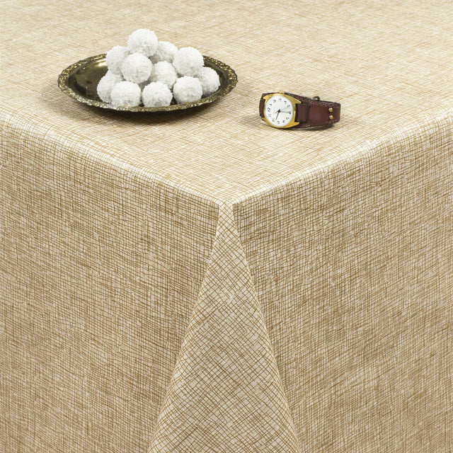 Enfärgad Hessian Look Beige, vaxduk med lätt präglad yta