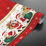 Jultomten med sin julklappar - julvaxduk på rulle