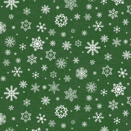 Julvaxduk - Julsnö Grön basfärg och vita snöflingor