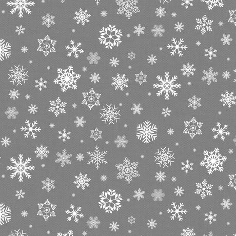 Julvaxduk - Skymningssnö, Silvergrå basfärg och vita snöflingor