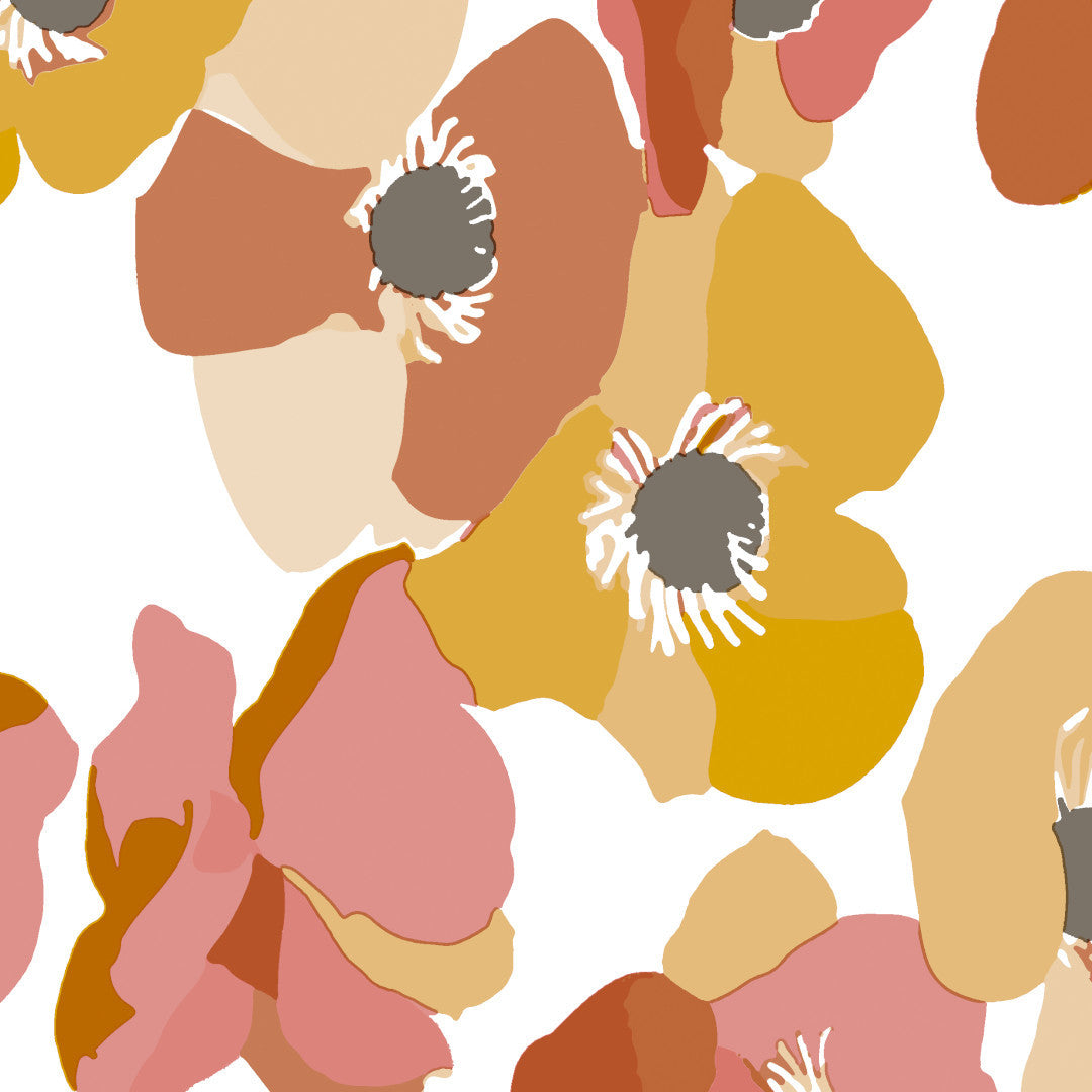 Keshi Coral - 160 cm bred vaxduk med abstrakta blommor