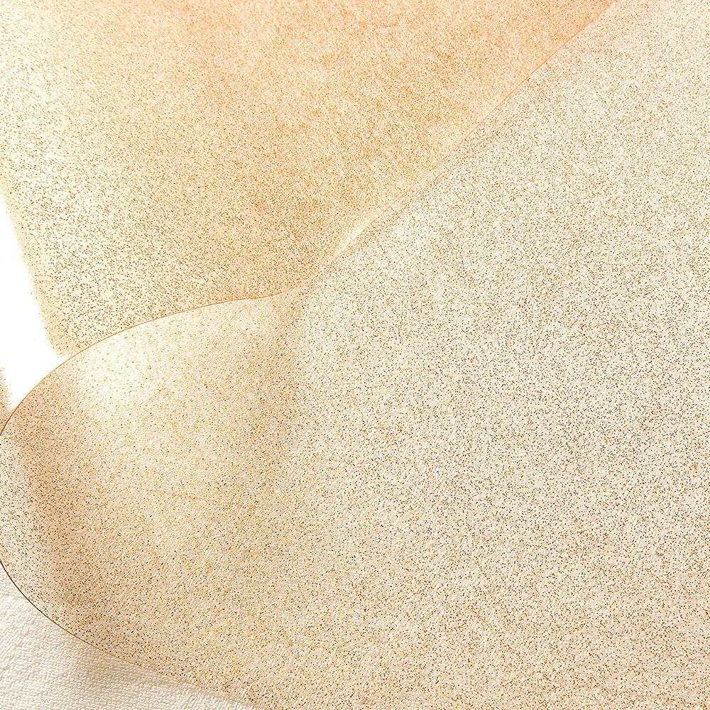 Duk i klar plast med guldglitter, 0,22 mm tjock, 140 cm bred