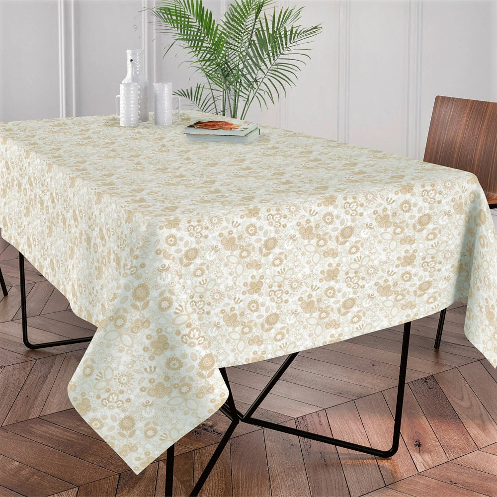 Klee – Textilvaxduk med vackra blommor i ljus beige, 140 cm