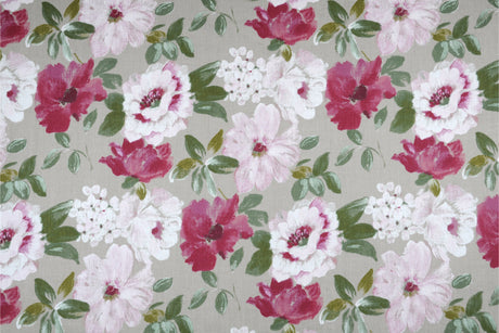 Louna – Textilvaxduk med vackra rosa blommor - 100% linne
