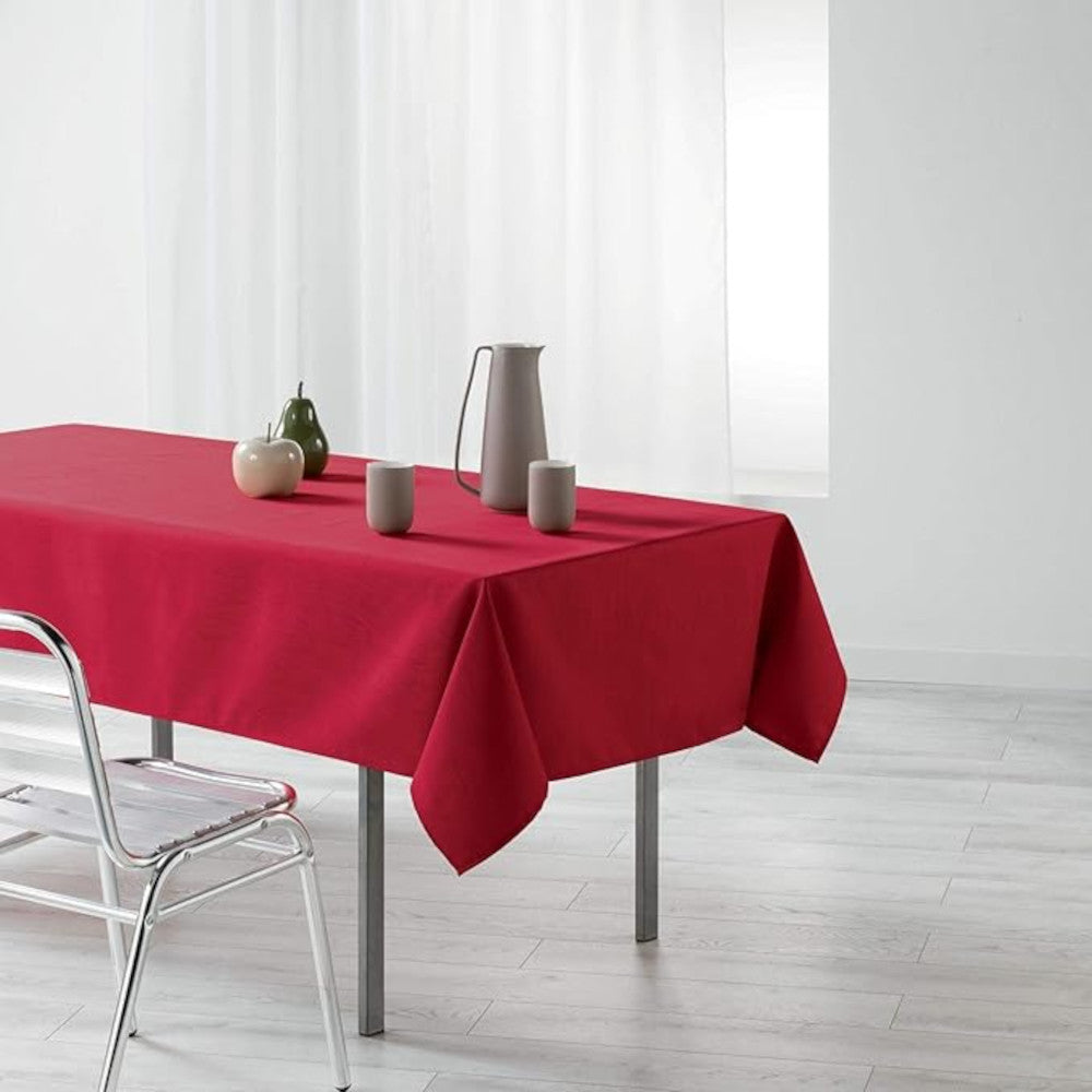 Liany Röd - Enfärgad duk med vävd struktur 140 x 250 cm