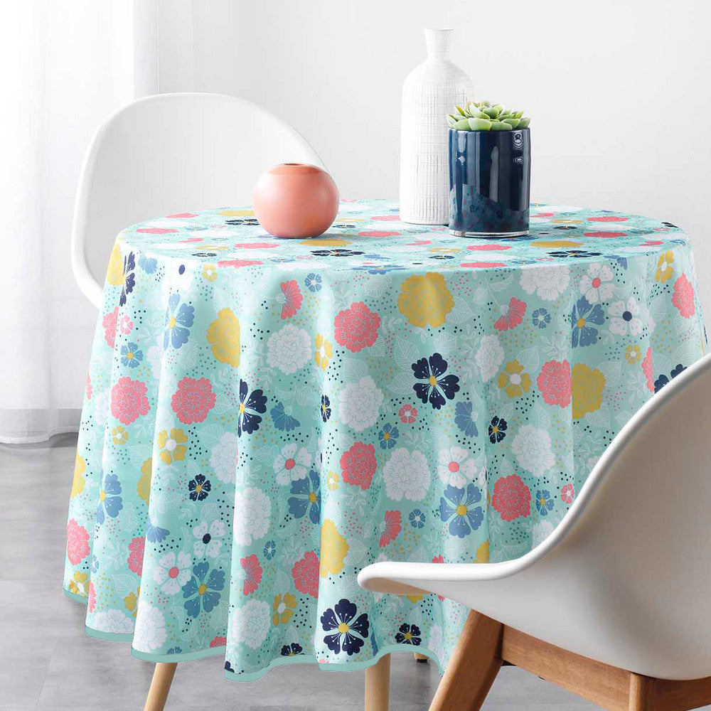 Lilly Mint Ø 180 cm, rund duk med fläckskydd