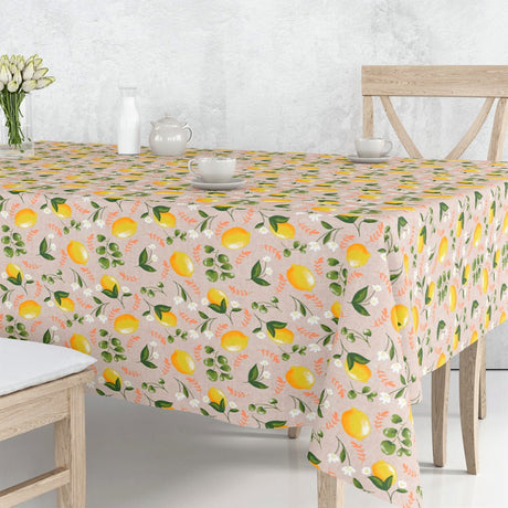 Lima Amarillo - Textilvaxduk i linnelook med fina gula citroner