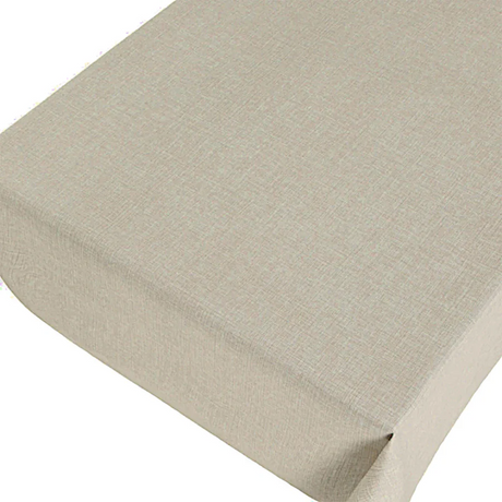 Linen Look Sand - rund vaxduk med resår, mönster