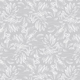 Live The Leaf Cotton Grey - Elegant 160 cm bred vaxduk med vita blad