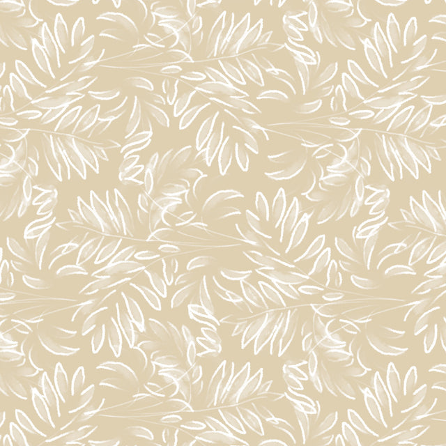 Live The Leaf Wheat - Elegant 160 cm bred vaxduk med vita blad
