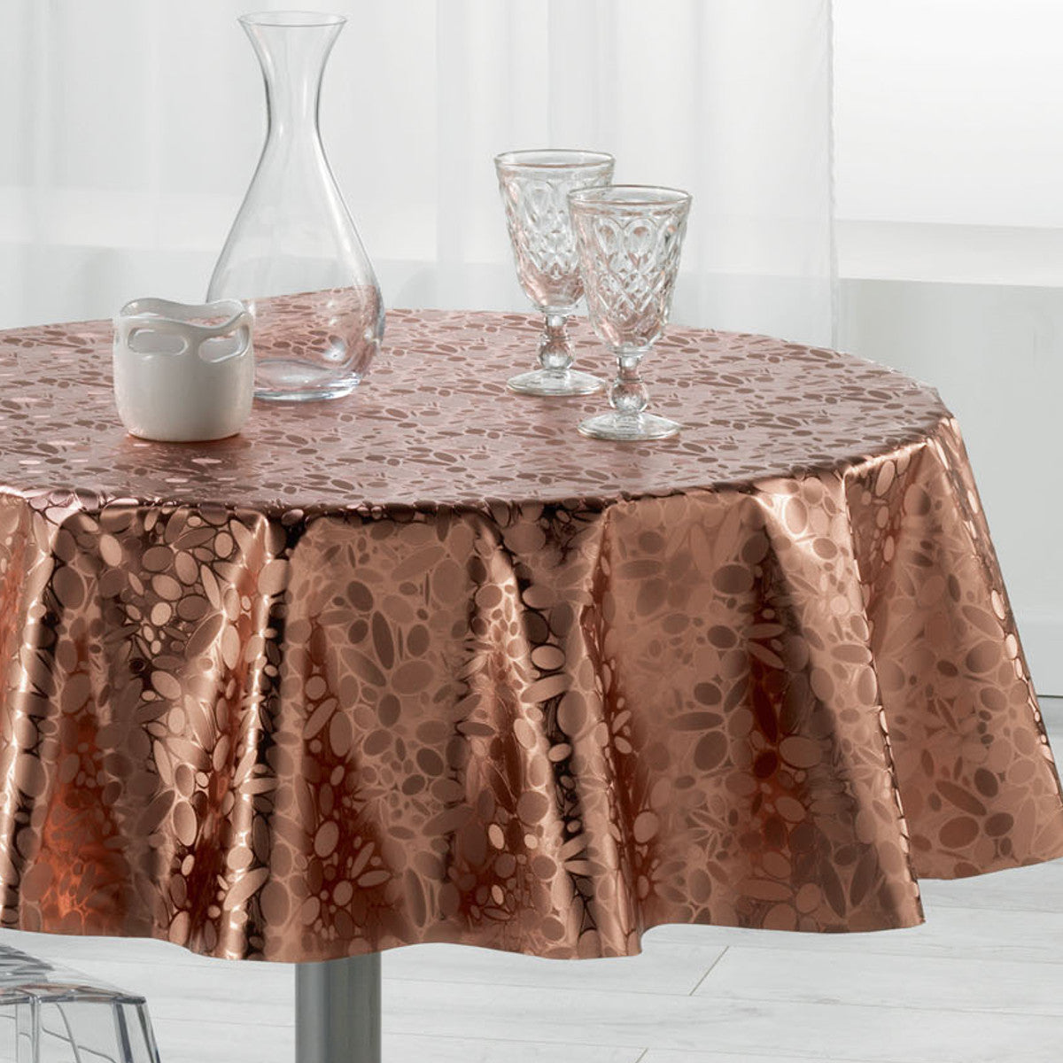 Metallise Luny pink - Rund vaxduk, Ø 155 cm