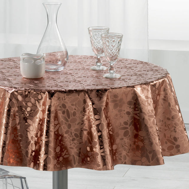 Metallise Luny pink - Rund vaxduk, Ø 155 cm