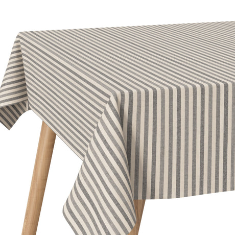 Miljöbild i Marché Stripes Grå - textilduk med ränder och glidskydd i linne-look