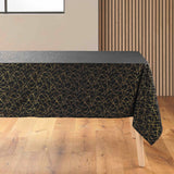 Mikado Metallic Svart - Rektangulär duk med fläckskydd, 140 x 240 cm
