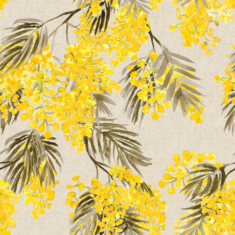 Mimosa - Textilvaxduk med vackra storblommande gula akaciablommor
