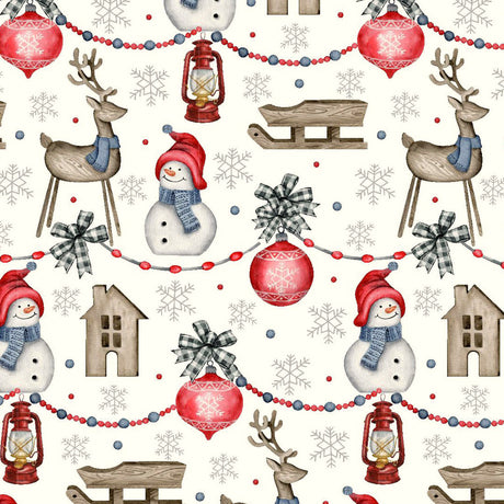Mönster med Nieve Julduk med glada snögubbar och julmotiv