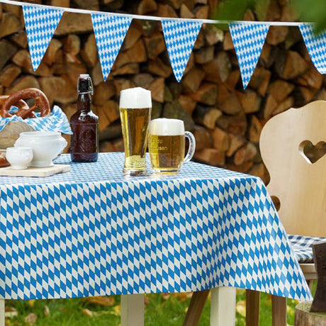 Vaxduk till Oktoberfesten Bayerische Raute, klassiska blå och vita harlekin rutor