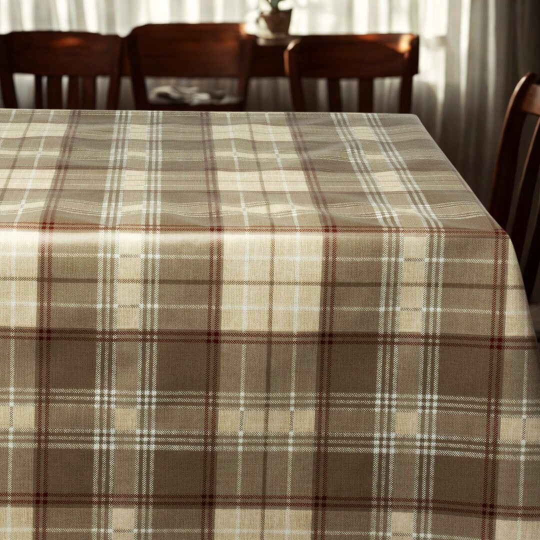 Oxford Brun – Extra bred vaxduk med rutor 160 cm