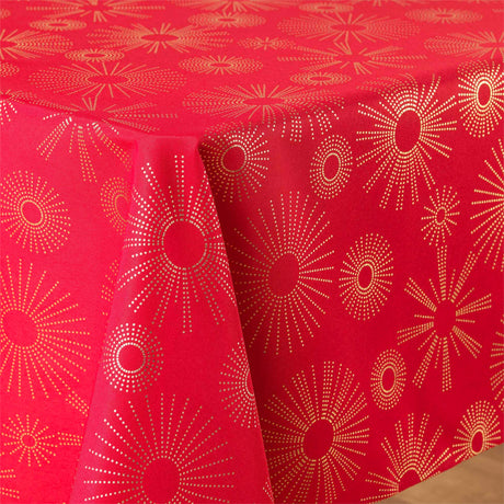 Pampille Metallic Print - Red/Gold - närbild, 150 x 300 cm