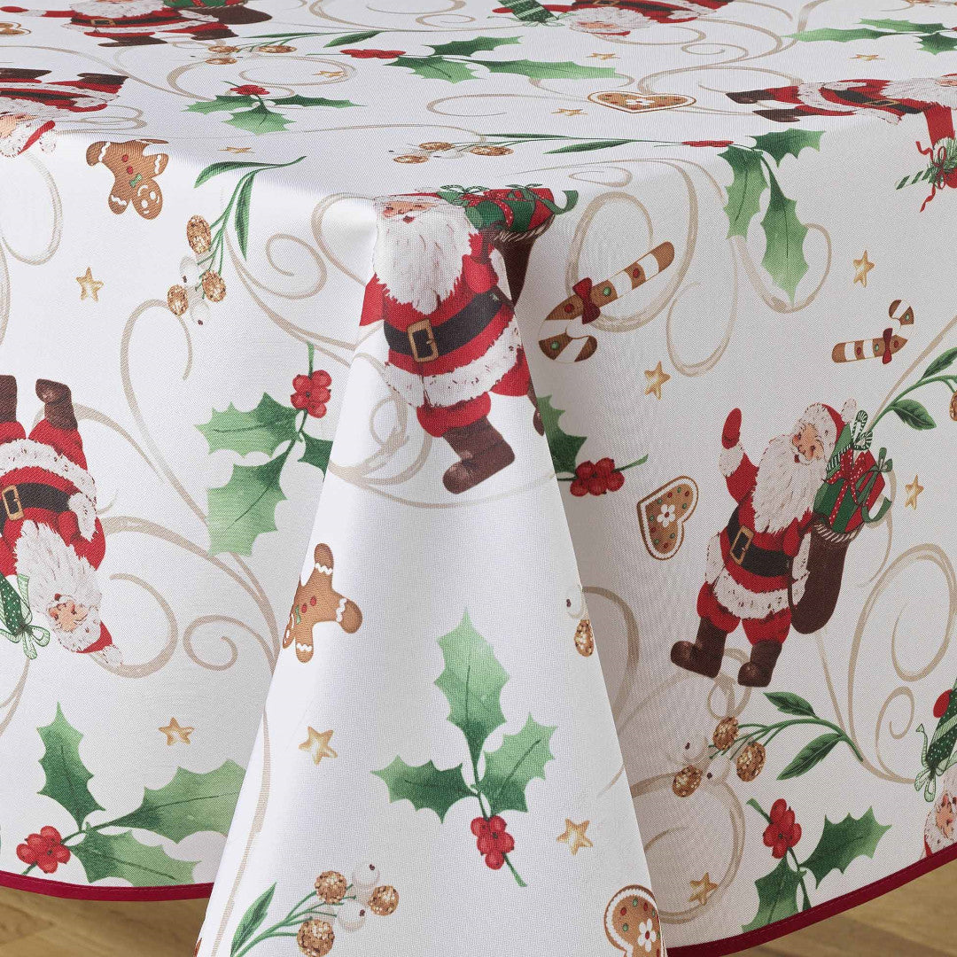 Pere Noel Vit -  150 x 240 julduk  miljöbild med snyggt dukat bord