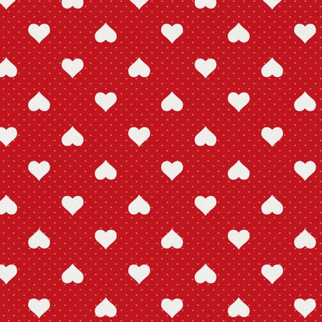 Romance – röd vaxduk med vita hjärtan