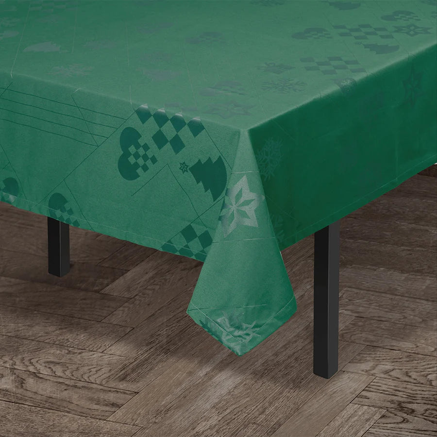 Rosendahl - Juna Julduk Natale, vacker damastduk i grönt - 150 cm x 270 cm