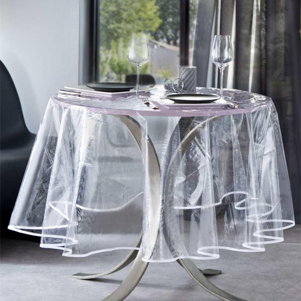 Klar plastduk, rund transparent vaxduk, Ø 180 cm