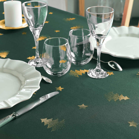 Sapin Grön/Guld – Julduk med fläckavvisande behandling 150 x 240 cm, närbild