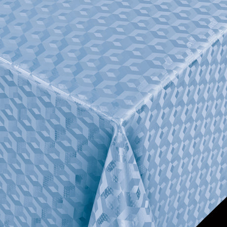 Scala 3D Cube Blue - Rund vaxduk Ø 140 med kantsyning