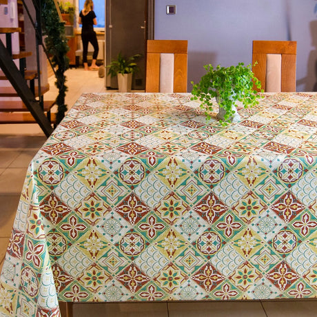 Underbara kakel i Grön - Vaxduk med textil-look