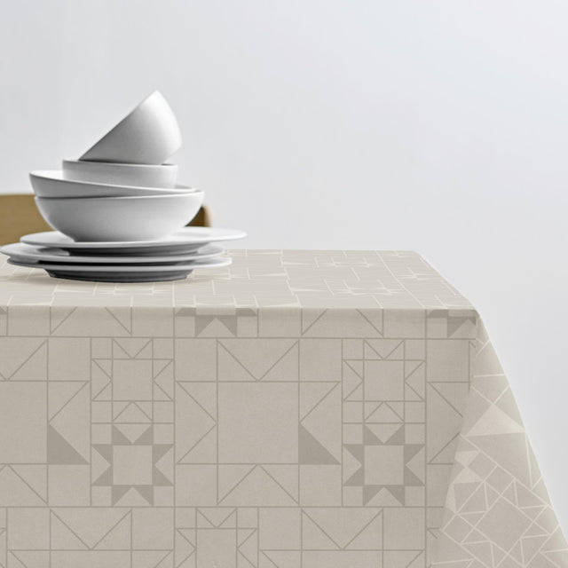 Södahl Star Damast Julduk Beige – perfekt til juledukning 140x320