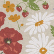 Sommaräng - Textilduk i linnelook med fina blommor närbild
