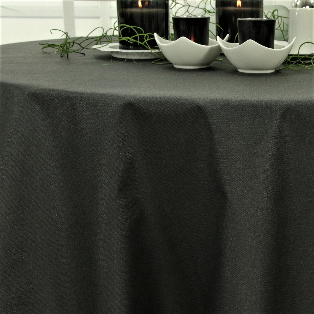 Rund textilvaxduk i Svart – Dali 160 cm bred