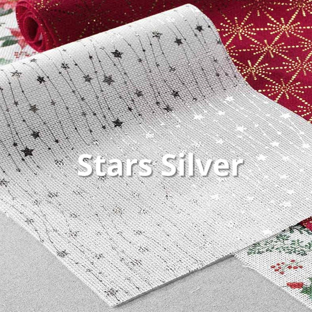 Bordslöpare Jul, 35 x 140 cm - Row of Stars Silver